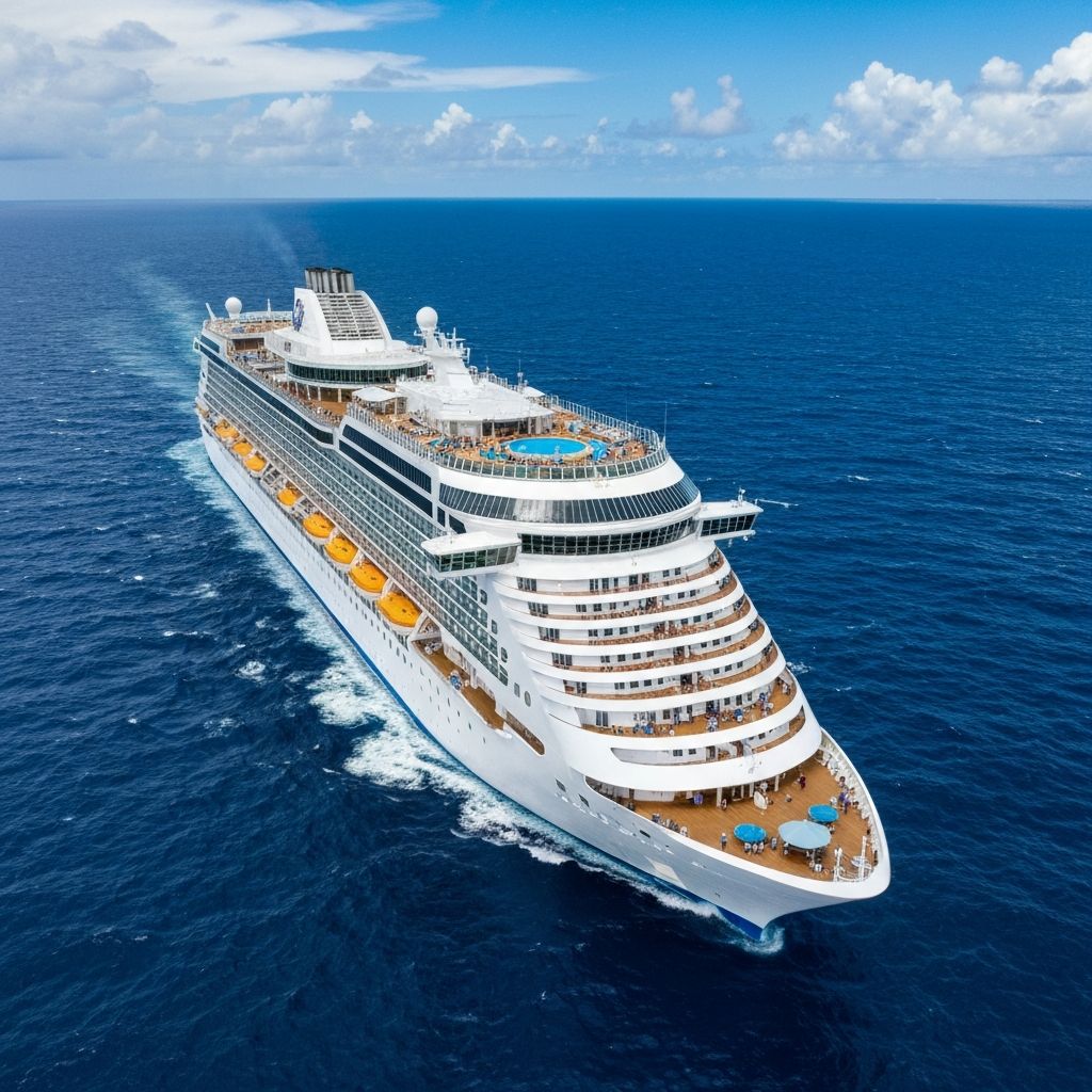 Crucero navegando al atardecer